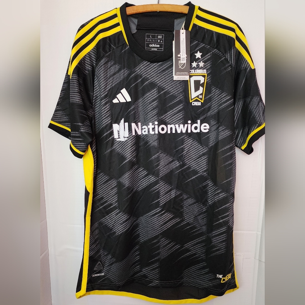 Adidas‎ Columbus Crew Mens Adidas Authentic Soccer Away Jersey - Black sz L NWT